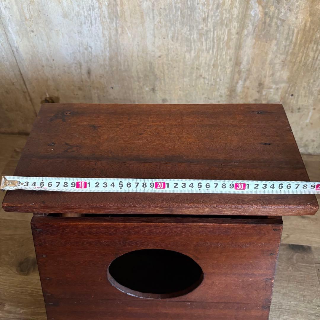 昭和レトロ　ヴィンテージ　木製踏み台　丸穴屑入　古道具　オイルフィニッシュ