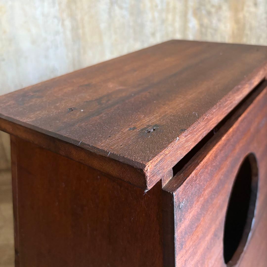 昭和レトロ　ヴィンテージ　木製踏み台　丸穴屑入　古道具　オイルフィニッシュ