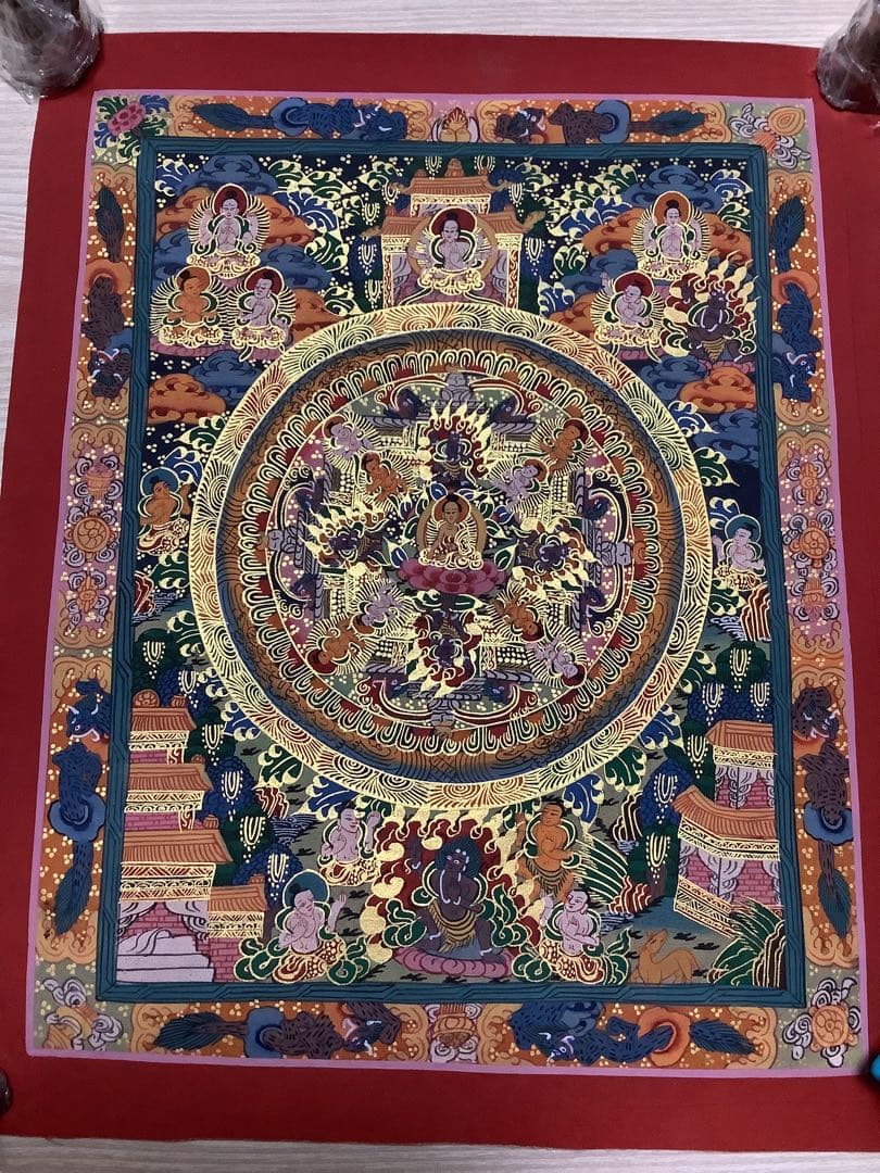 《 チベット密教　新品　1点物 》 手描き　曼荼羅　仏陀　釈迦　仏画　仏教　f9