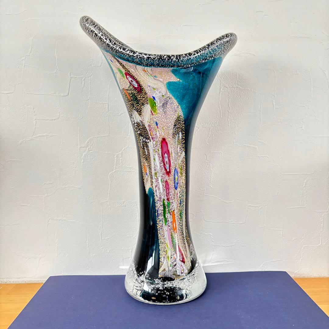 現代の名工 黒木国昭 金・プラチナ象嵌 「夢光琳」 32cm 箱付き 花器