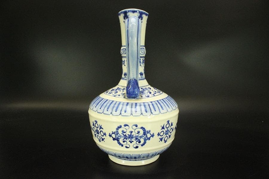 中国美術 青花 纏枝花紋 水注 瓶 中華民国(A884)