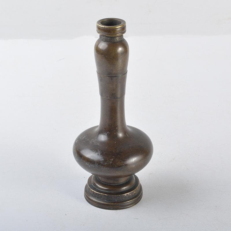 中国　古銅　饕餮文　長頸瓶　V　R4312