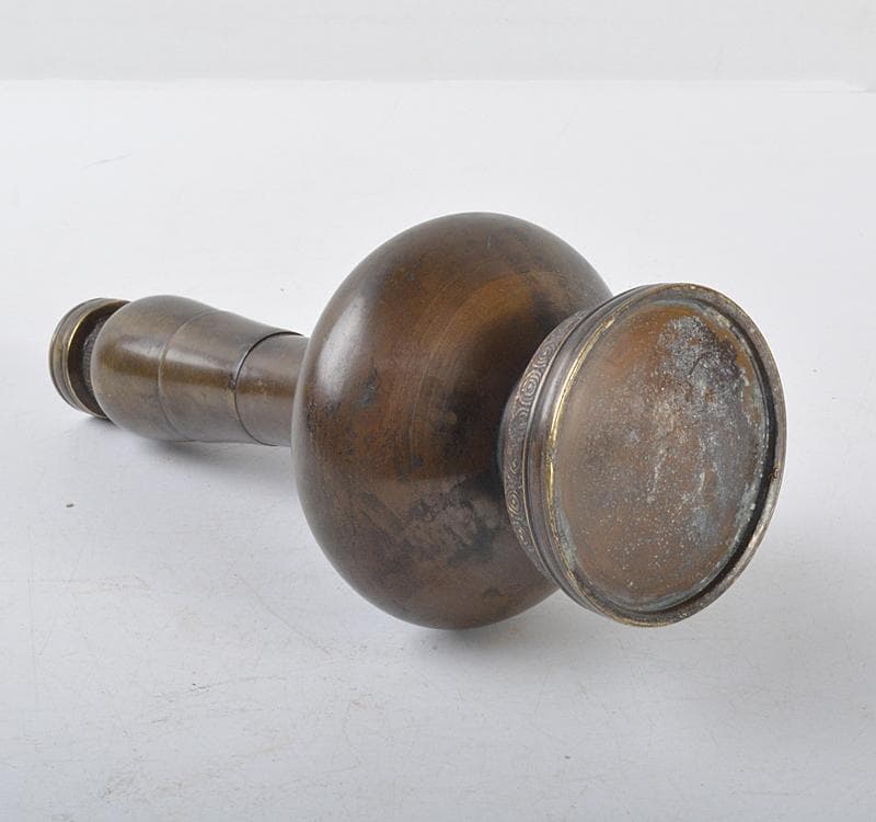 中国　古銅　饕餮文　長頸瓶　V　R4312