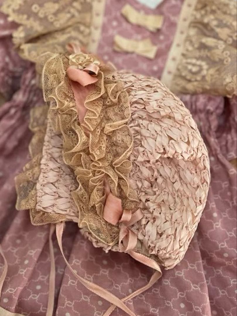 ˚✧₊⁎断捨離SALE品⁎⁺˳✧༚ ♡アンティークビスクドールドレス ボネ♡