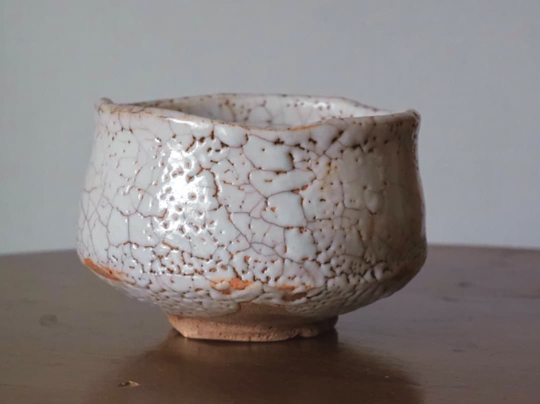 美濃焼　絵志野　茶碗　茶道具　時代物　Q2328