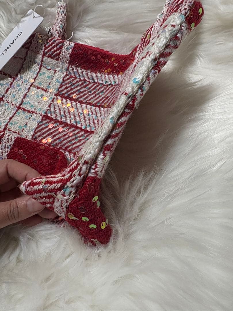 シャネル CHANEL バーガンディ スパンコール トートバッグ