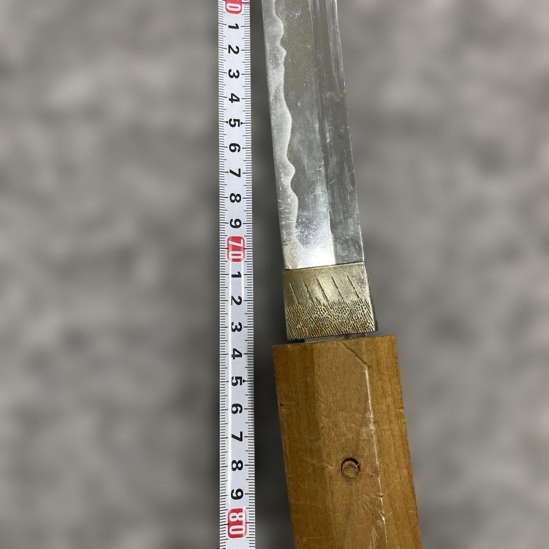 未開刃　模造刀、白鞘 刀 剣 長尺模造刀 木製ハンドル 曲線刃 刀 約98cm