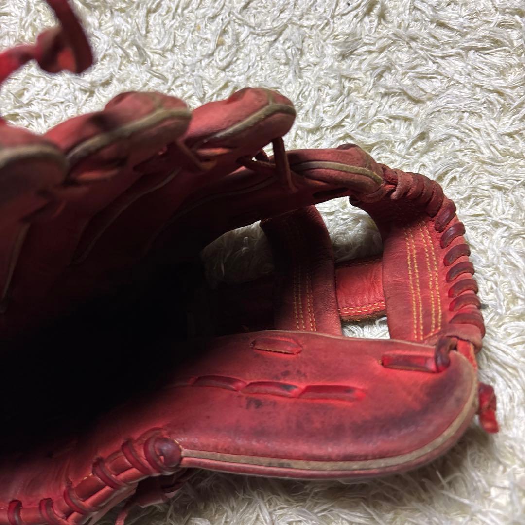 美津和 ミツワタイガー 少年軟式 野球グローブ 左投げ 赤 レッド 小指2本入可