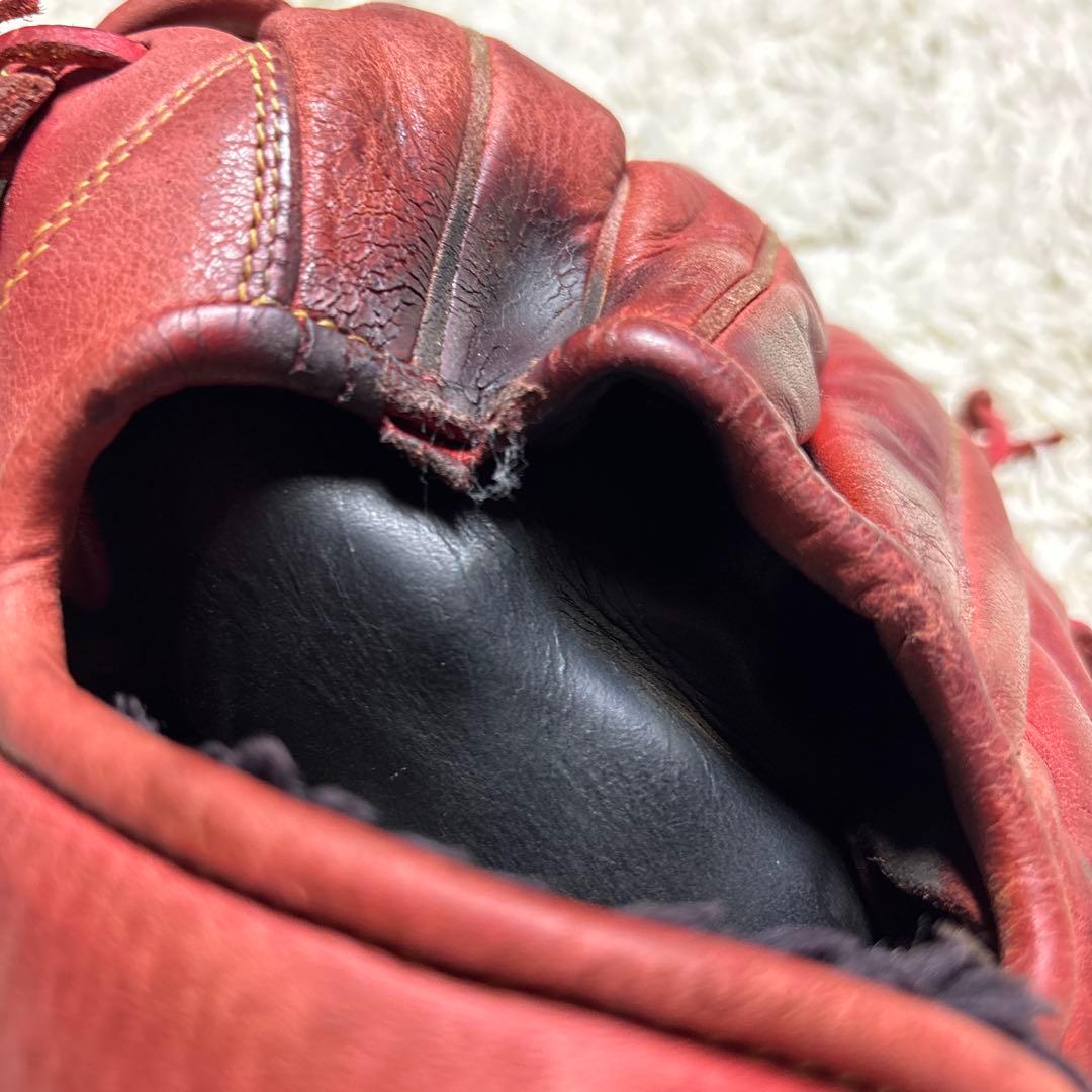 美津和 ミツワタイガー 少年軟式 野球グローブ 左投げ 赤 レッド 小指2本入可