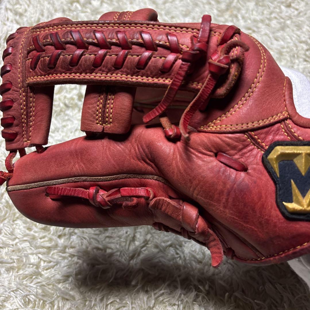 美津和 ミツワタイガー 少年軟式 野球グローブ 左投げ 赤 レッド 小指2本入可