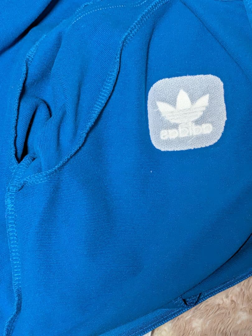 adidas 青 ジップアップジャケット