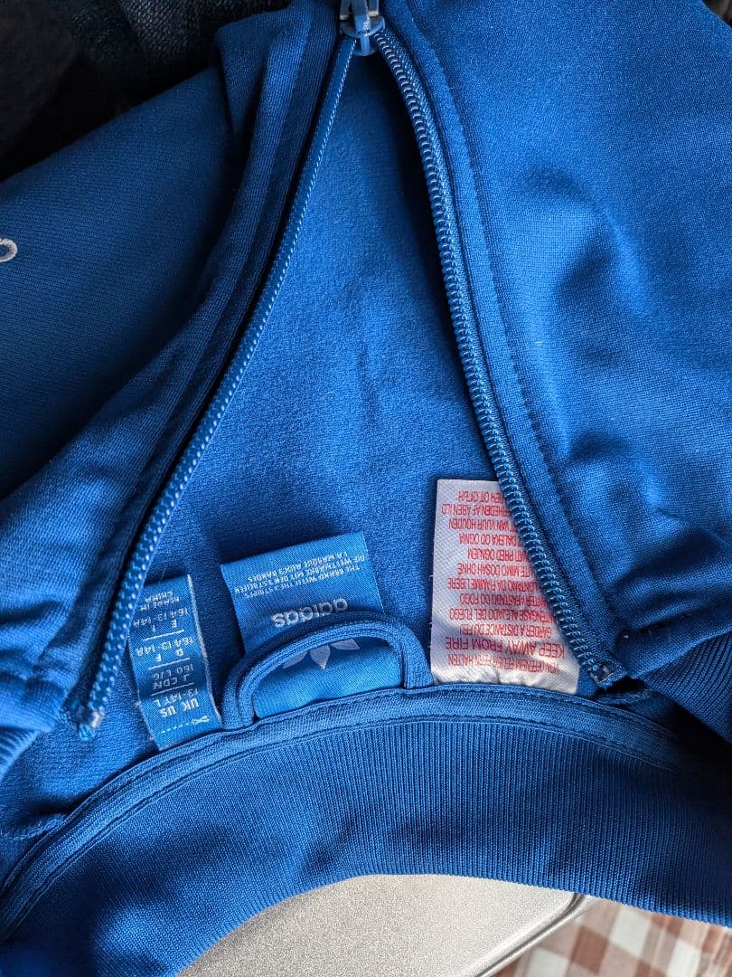 adidas 青 ジップアップジャケット