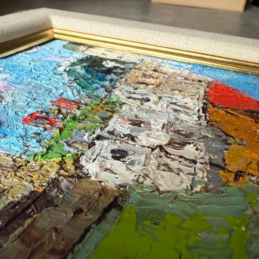 渡部ひでき　パリの街角　油彩画