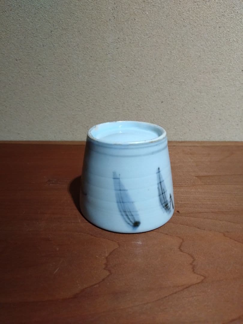 愛媛県 砥部焼 染付 鳥柳紋 猪口 地方窯 古伊万里