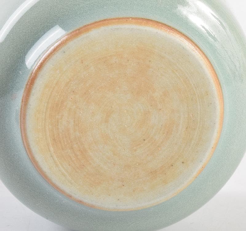 茶道具　三代　諏訪蘇山造　青磁　桃　香合　共箱　V　R4999