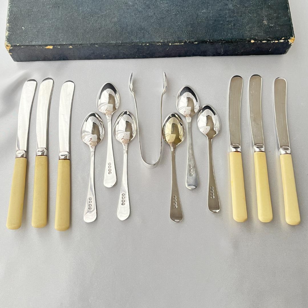 【英国】 アフタヌーンティーセット ティーナイフ ティースプーン トング ケース