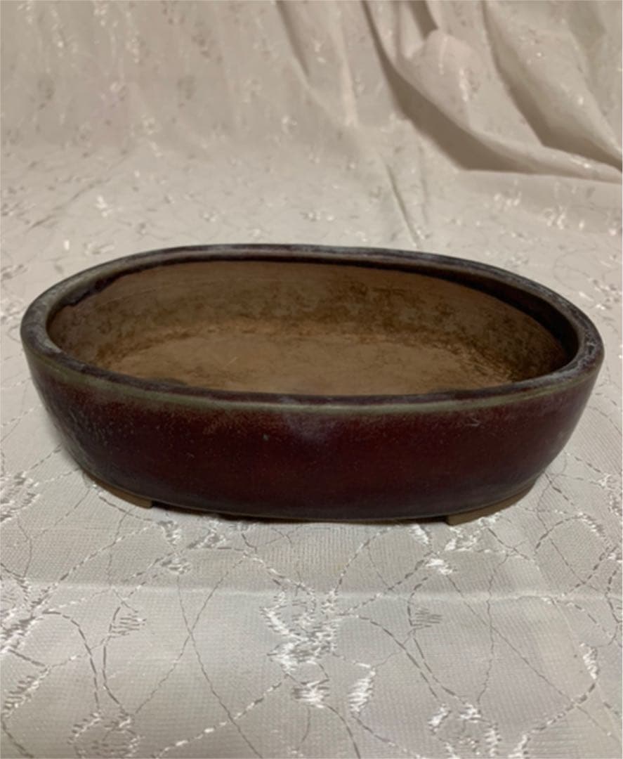 盆栽鉢　落款あり　楕円