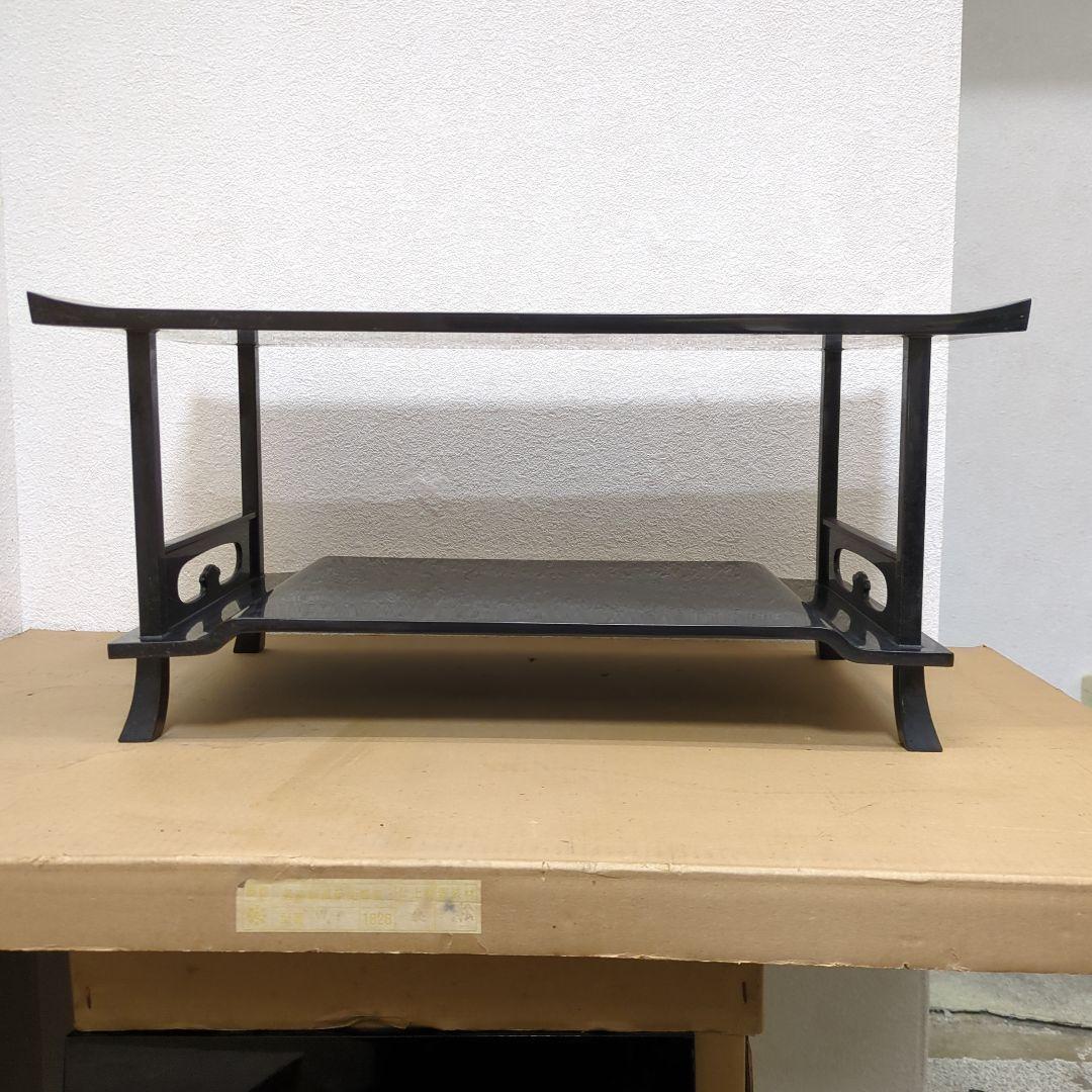 骨董　飾り台　木製　漆器　真塗　台　二段　盆栽　置物　棚