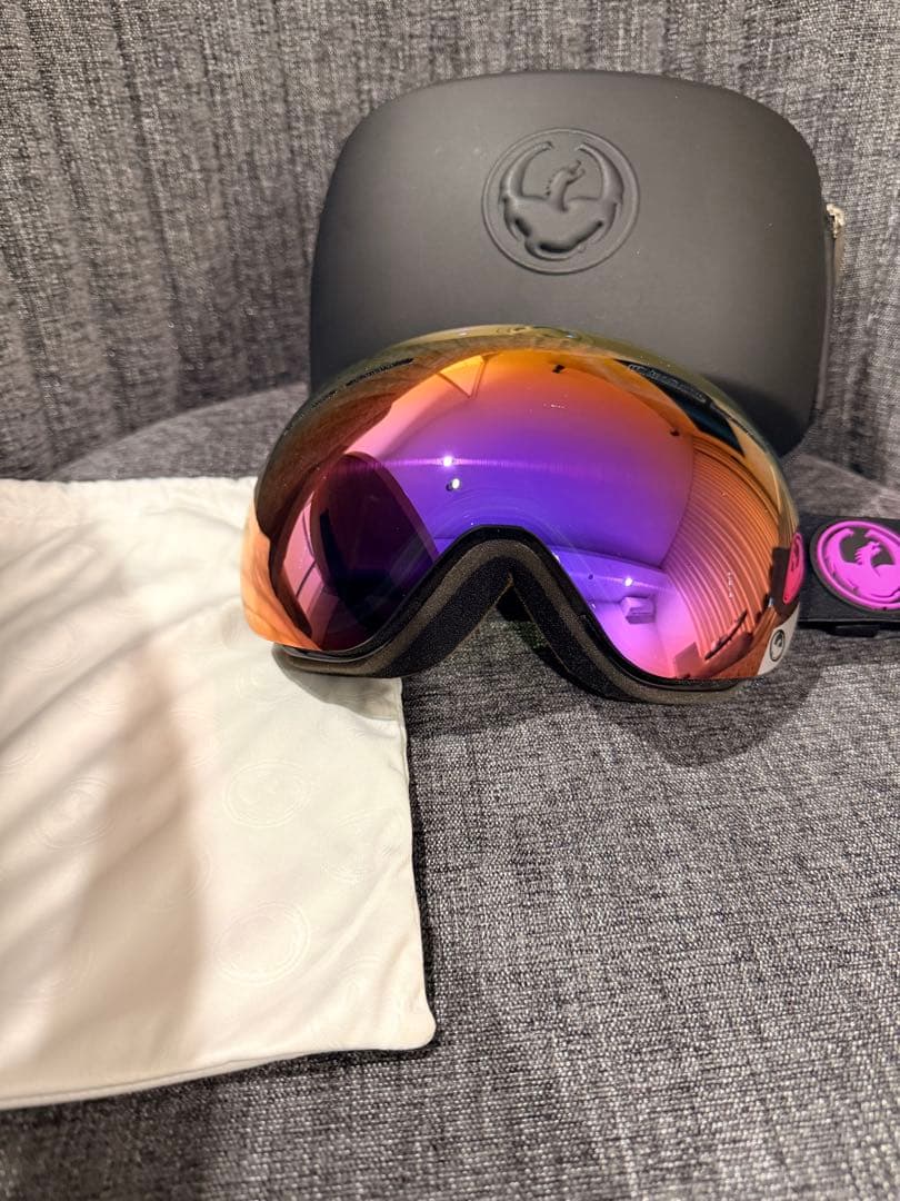 スキーゴーグル 紫色レンズ 付属品あり