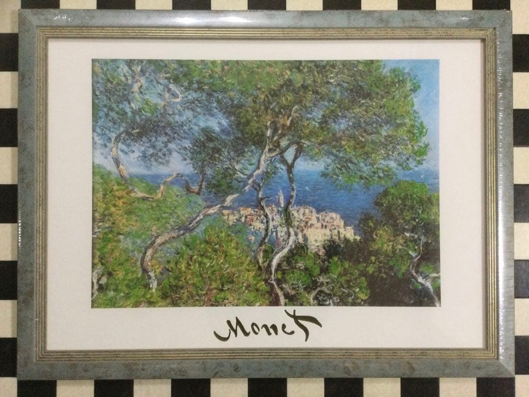 額縁.絵画.イタリア製.クロード・モネ.ボルディゲラの情景.輸入雑貨.新品未使用