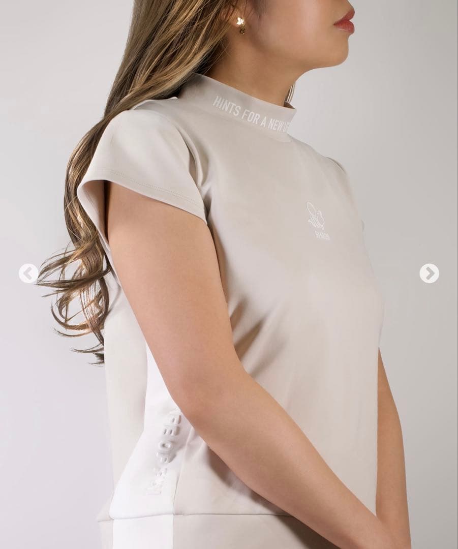 8YARDS 定番 モックネック ラテ L ハイネック 接触冷感