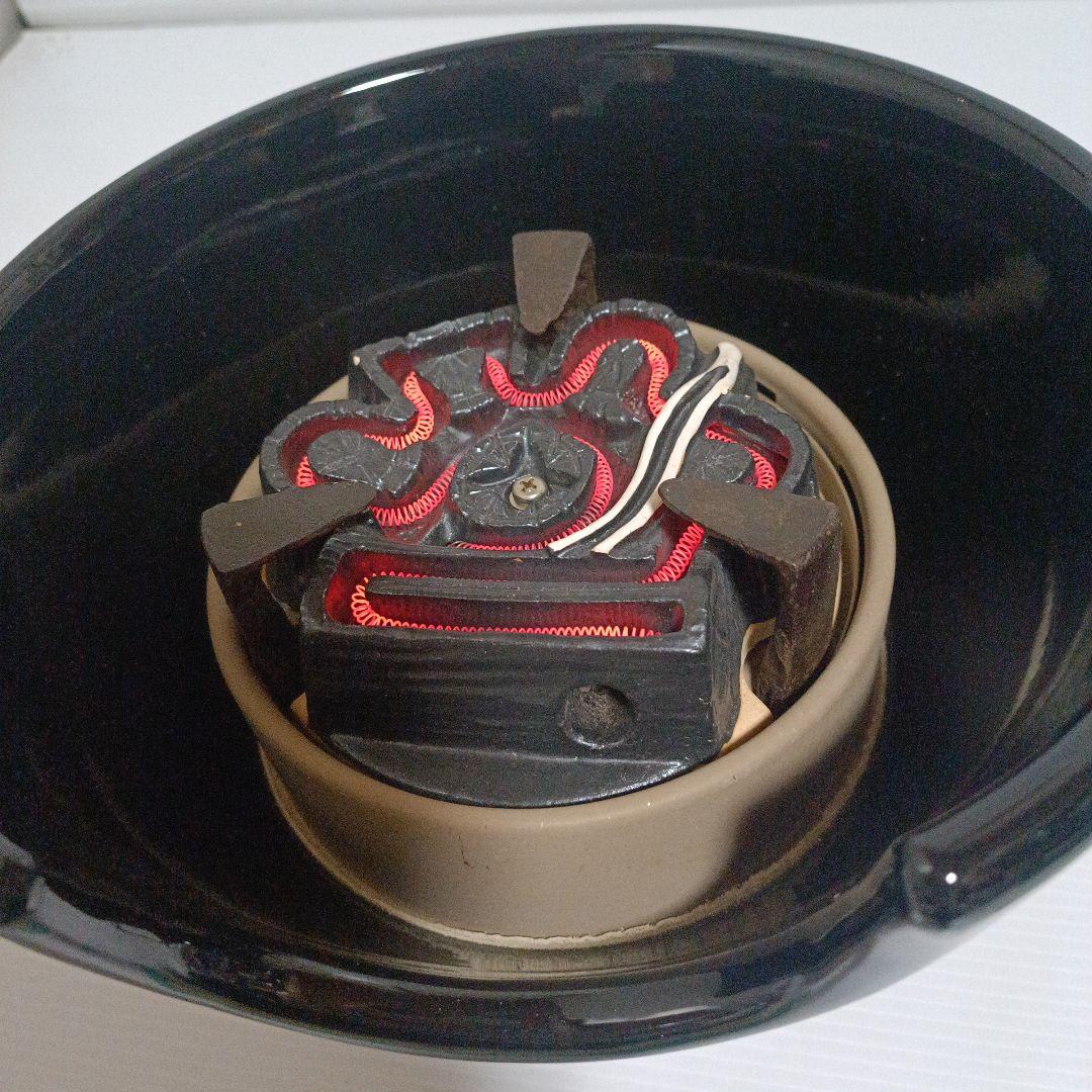 美品 茶道具 野々田商店製 黒真塗 風炉型 電熱器 敷板付 元箱