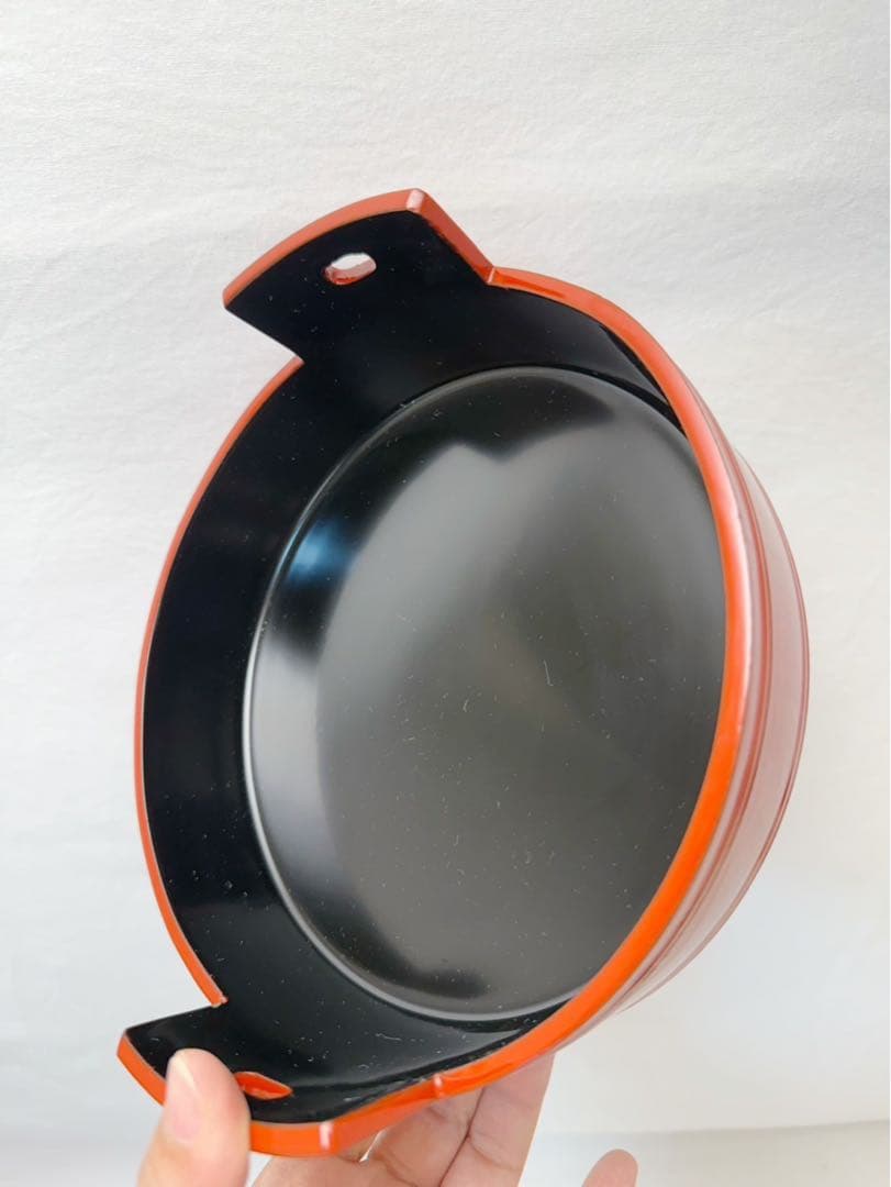 未使用 茶道具 漆専堂造 木製朱塗 桶形二段重 内黒 木工芸 共箱