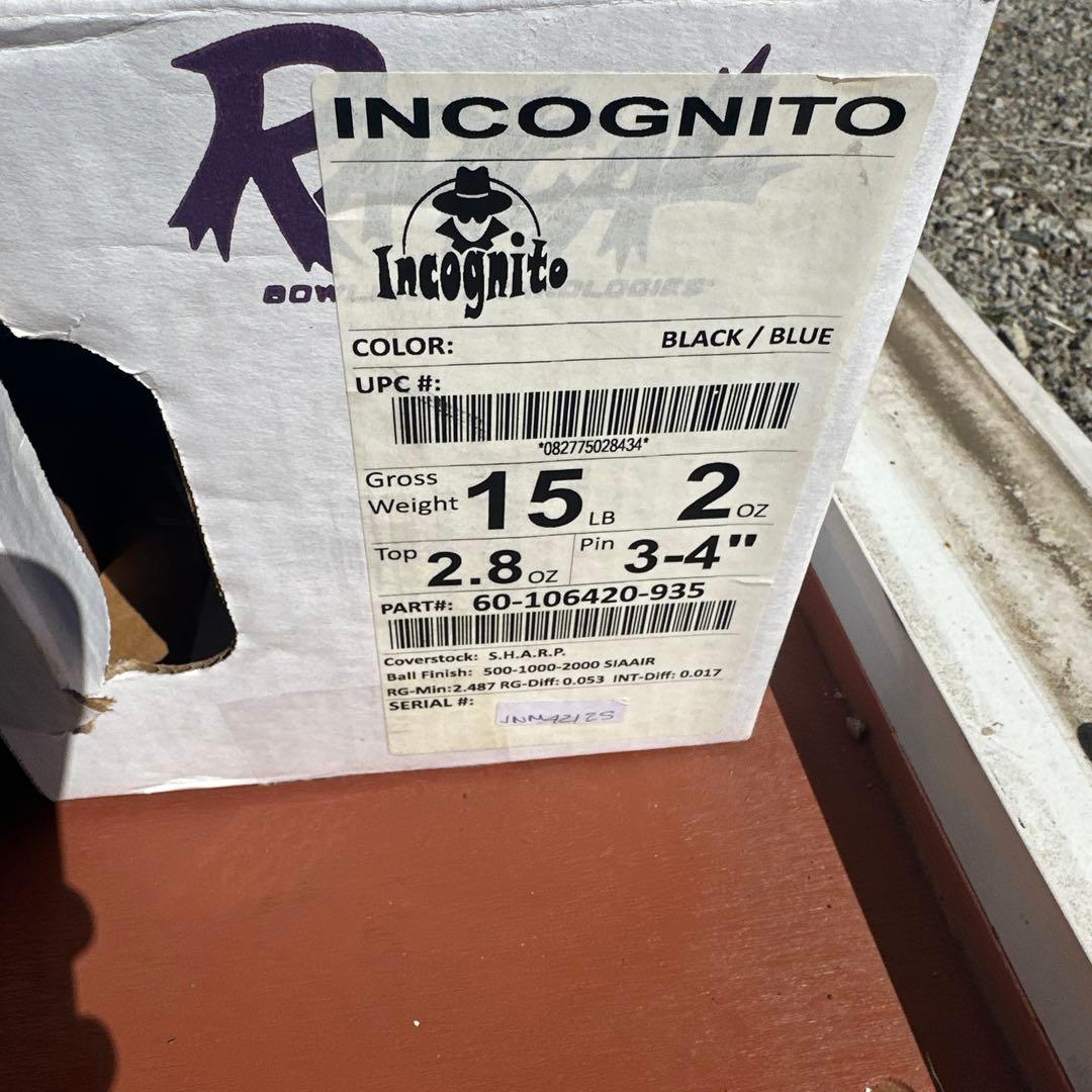 Incognito ボウリングボール 15 lb ブラック/ブルー