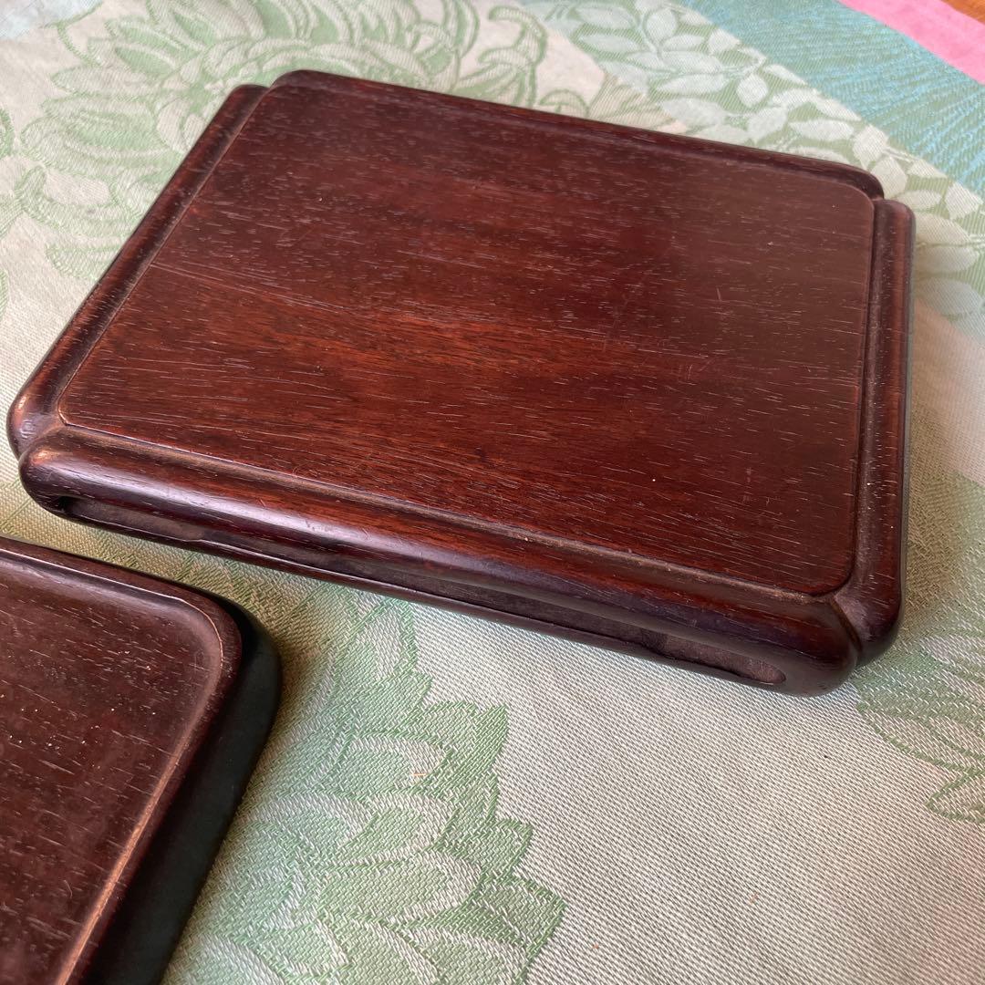 唐木 花台　紫檀系 天然木 透かし彫り 飾台 盆栽 華道　 2点セット