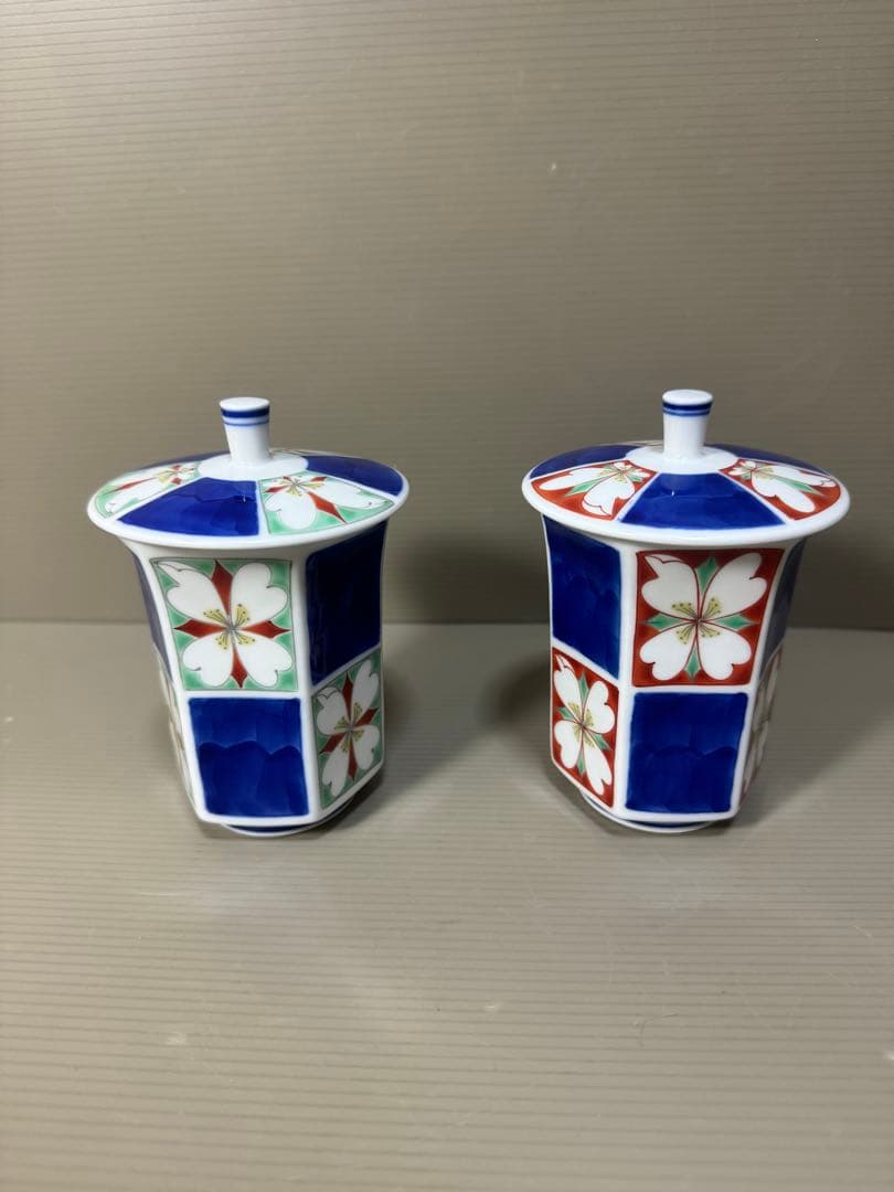 2278  深川製磁　湯呑蓋付　2客　未使用