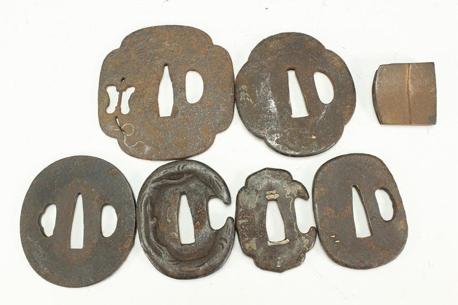 武具甲冑 刀 装具 鍔 六件 まとめて(K-A148)