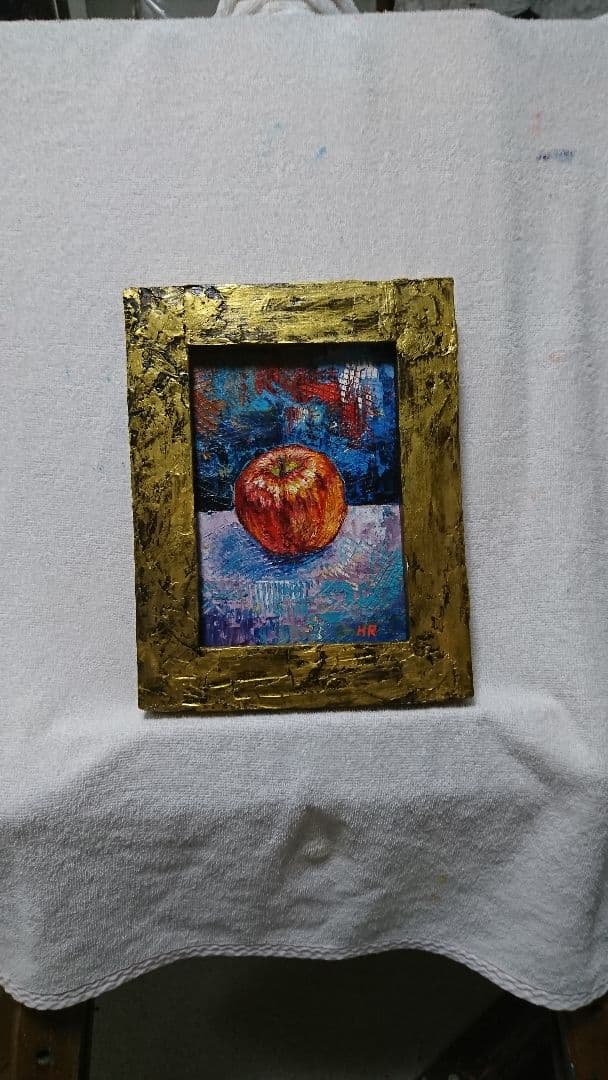 油絵 絵画【白と黄色花】