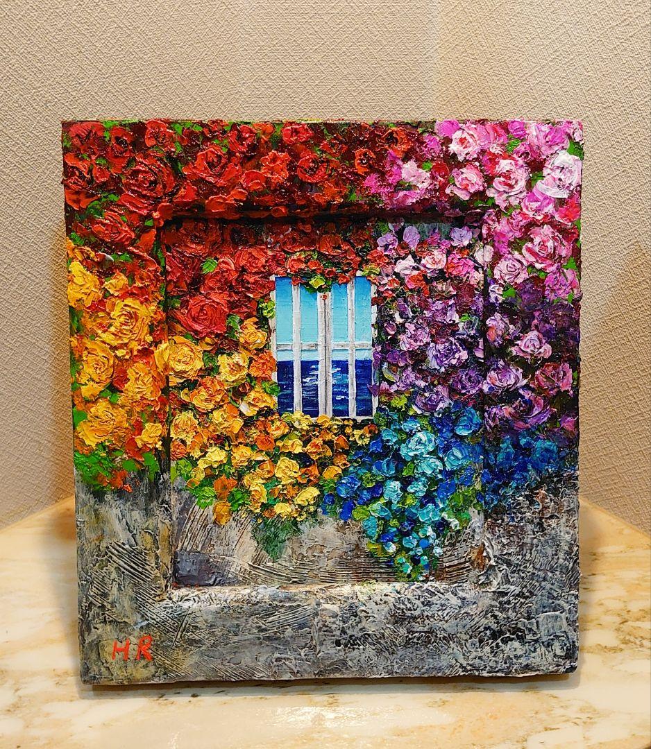 油絵 絵画【白と黄色花】