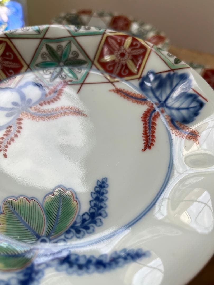 人間国宝　十三代　今泉今右衛門　皿三枚　錦桐絵