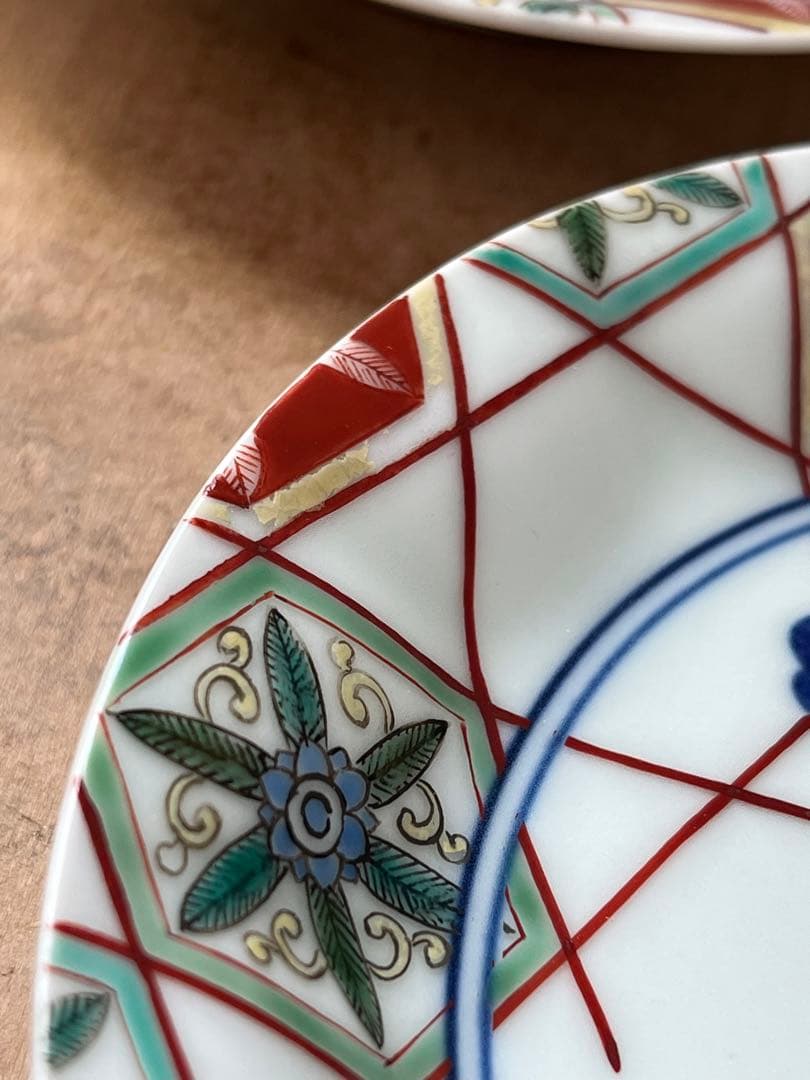 人間国宝　十三代　今泉今右衛門　皿三枚　錦桐絵