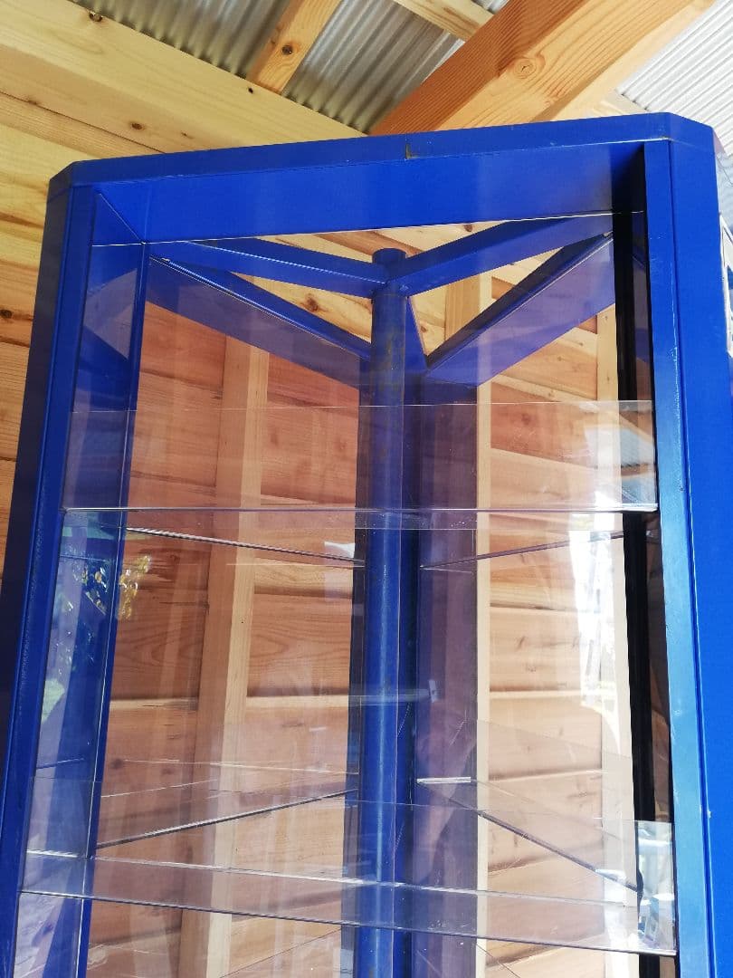 店舗什器　回転ディスプレイケース ブルー　アンティーク