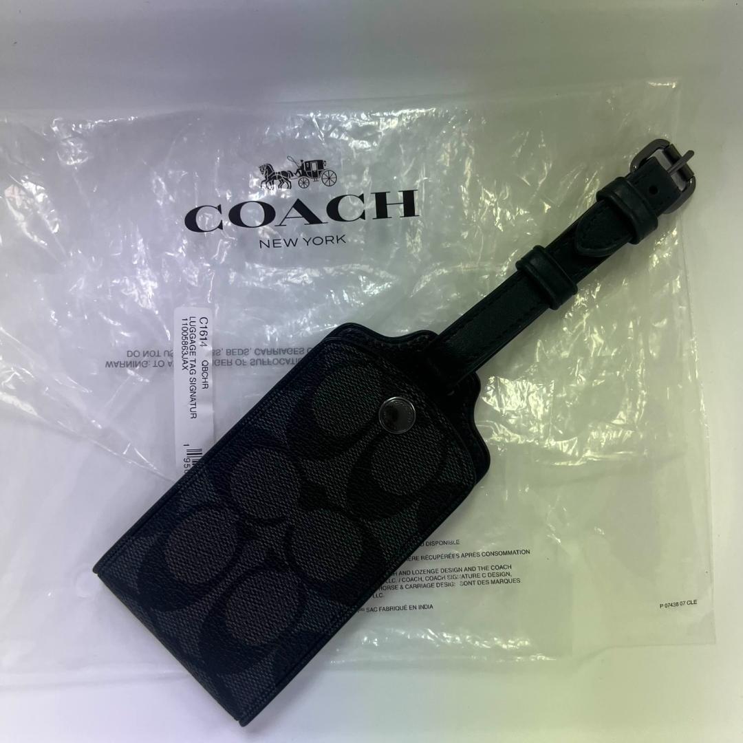COACH ネームタグ シグネチャー ラゲッジタグ チャコール