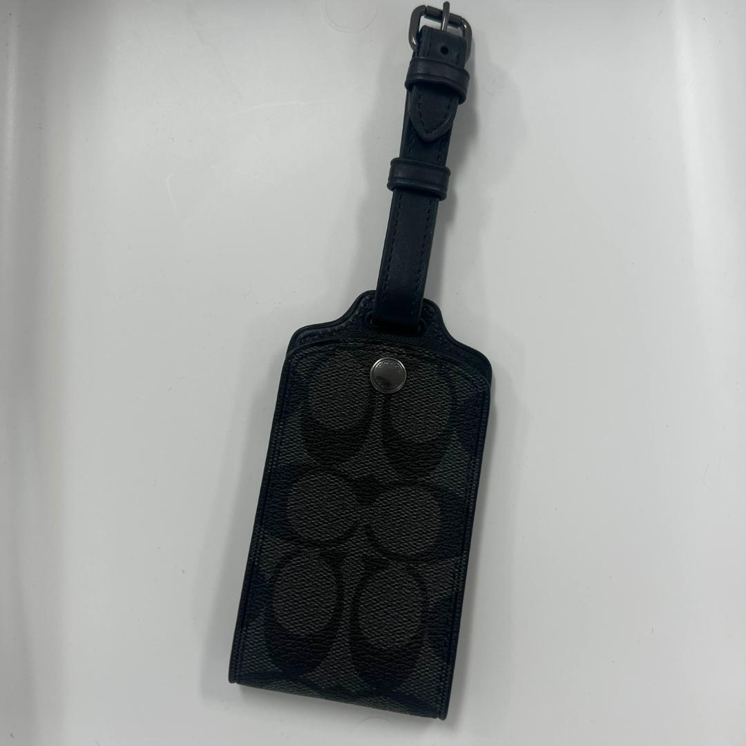 COACH ネームタグ シグネチャー ラゲッジタグ チャコール