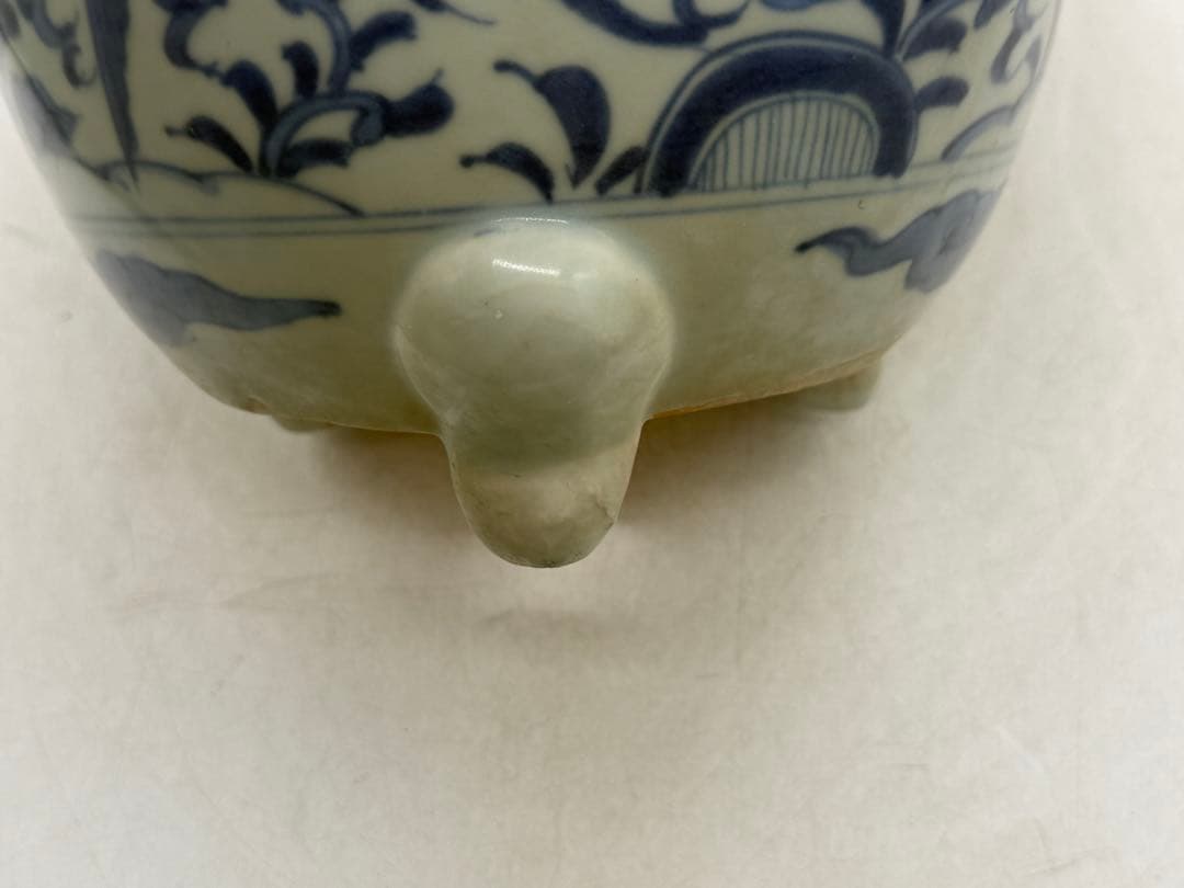 古染　染付　植木鉢　花卉紋　アンティーク　送料込み260129