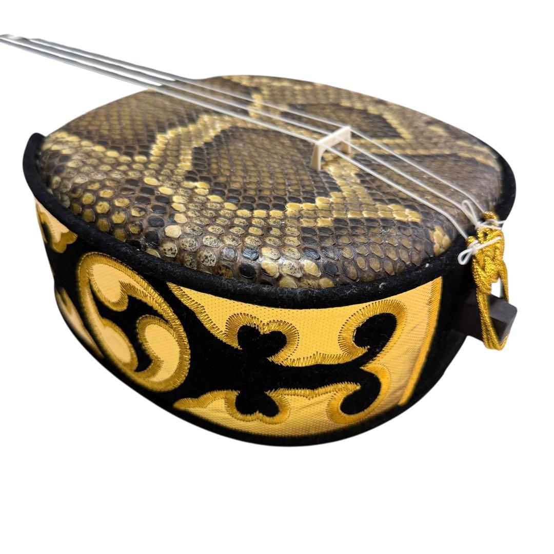 【美品フルセット】沖縄三味線 蛇本皮 強化張り ZENONケース付 119-3