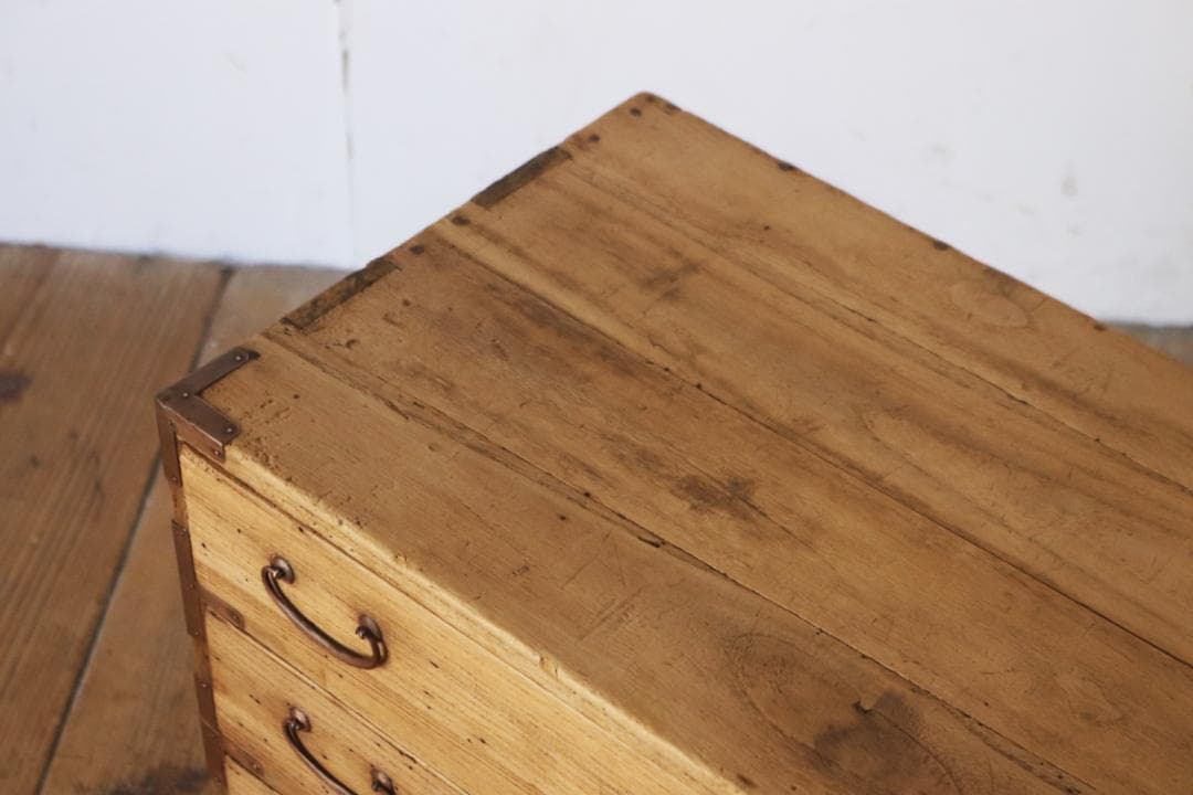 レトロ 時代箪笥 小振り 桐たんす タンス 収納 引き出し 抽斗 6杯 古家具