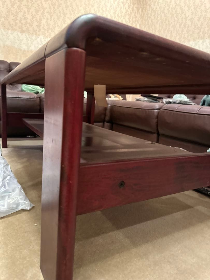 【お値下げ！超美品！たのメル便で発送】カリモク　木製ダークブラウン座卓 収納付き