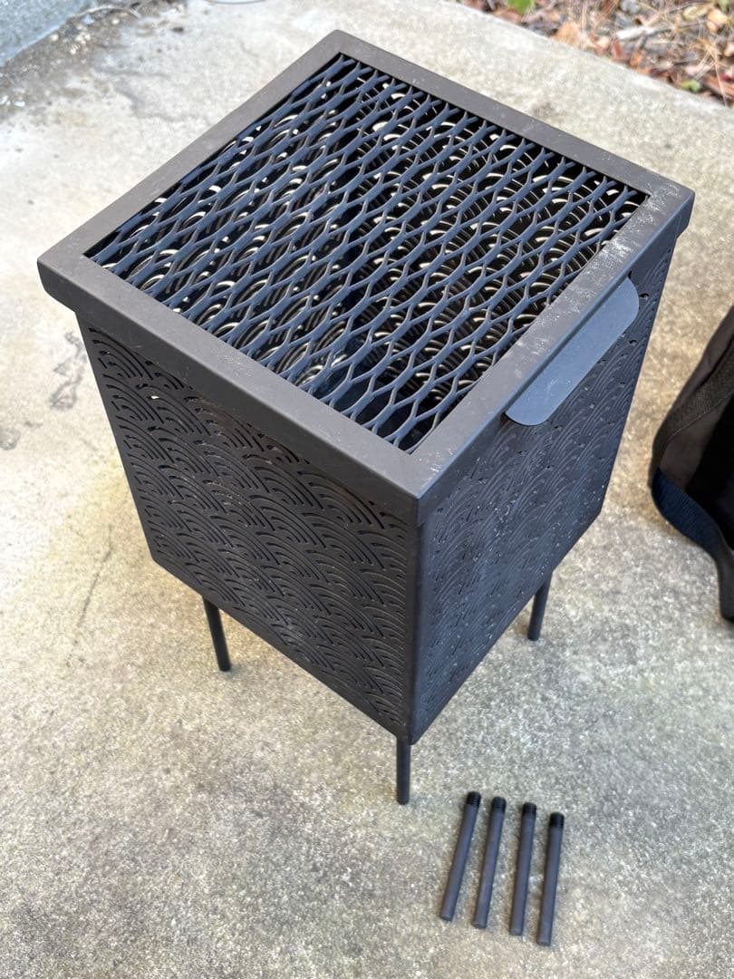 S'more(スモア) 焚き火台 四面焚火台＆天板＆収納袋3点セット (青海波)