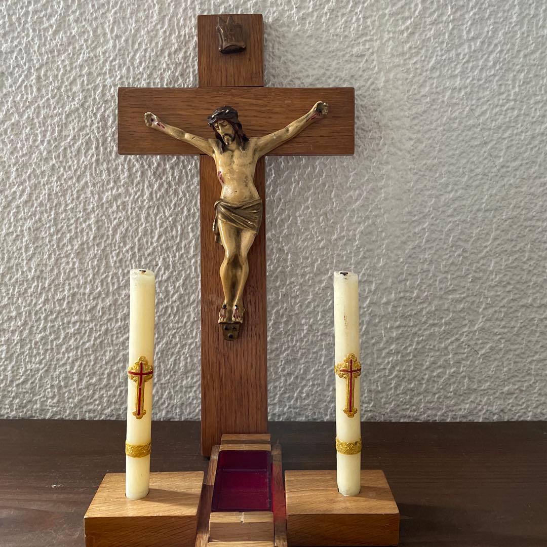 アンティーク 木製 十字架 クロス キリスト教 クロイツ キリスト像