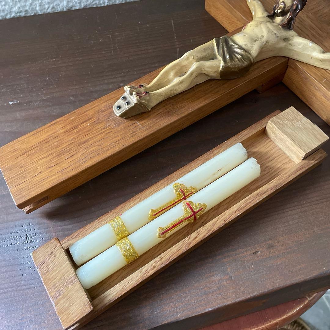 アンティーク 木製 十字架 クロス キリスト教 クロイツ キリスト像