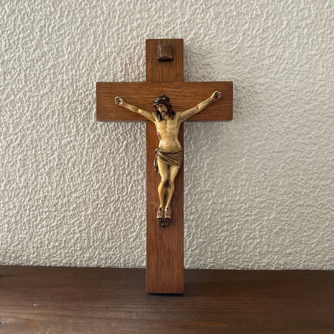 アンティーク 木製 十字架 クロス キリスト教 クロイツ キリスト像
