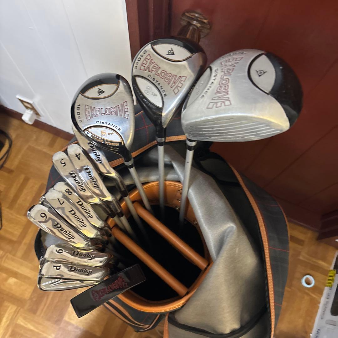 ネイビーとオレンジのチェック柄 ゴルフバッグ