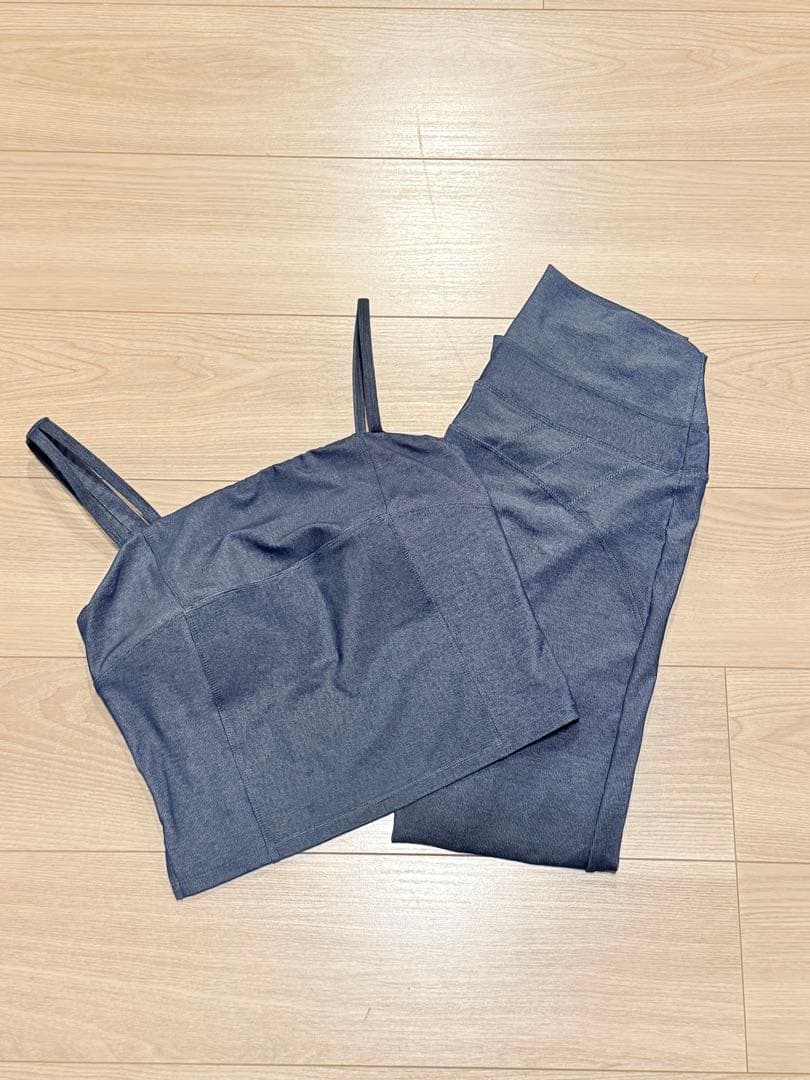 【SUKALA】上下セット/リブデニムショートキャミソール＆レギンス