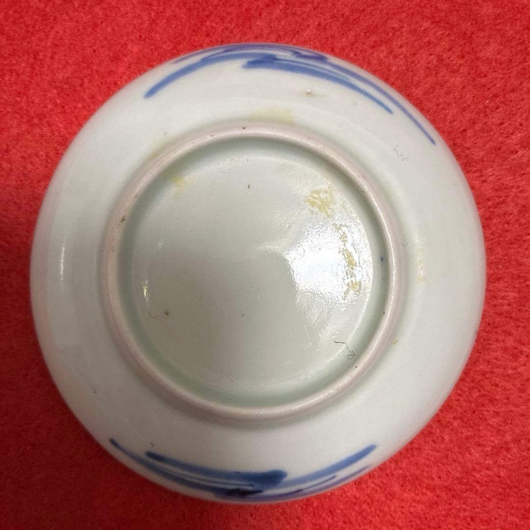 古伊万里　染付　酒呑仙人　猩猩　豆皿　2枚組