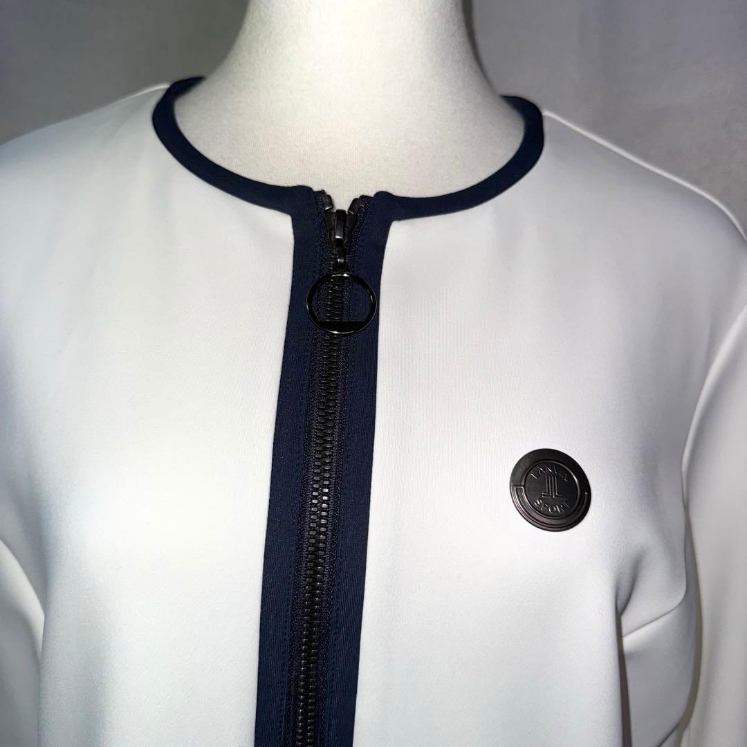 【極美品】LANVIN SPORT ノーカラー　薄手　ジップ　ゴルフ　白　LL